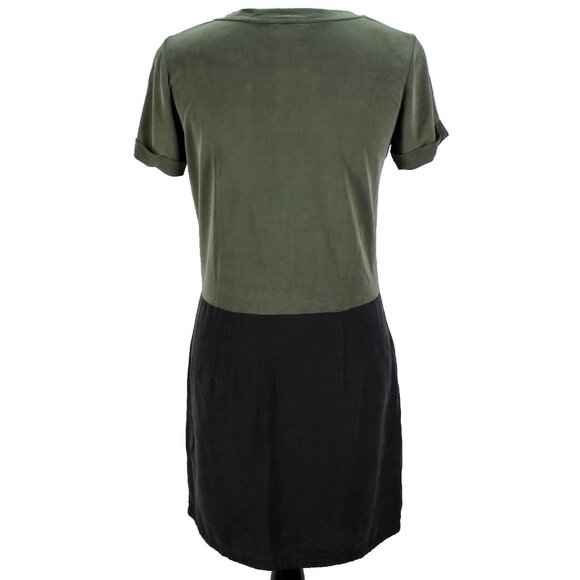 Dolan Left Coast Collection Dress Womens Size S Olive Black Short Sleeve Shift - Picture 6 of 8
